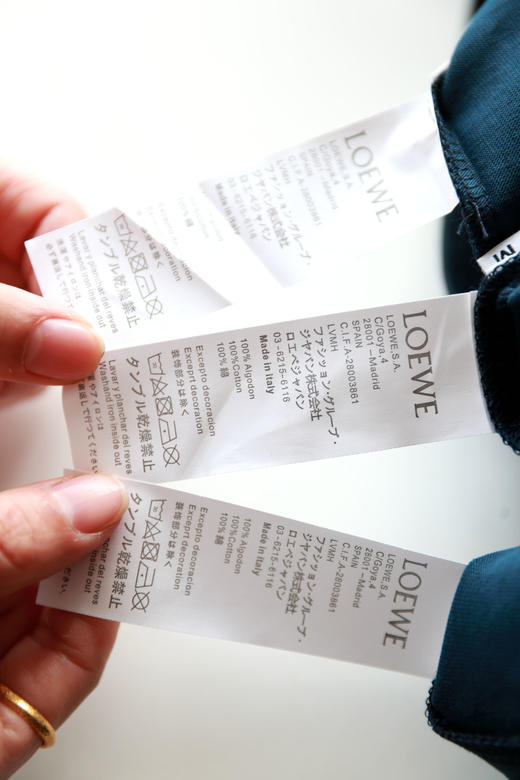 设计师手搓tee，横标字母工艺。靛蓝印花宽松针织混纺t恤E032160 商品图3