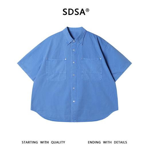 SDSA男装2026新款高贵轻奢潮牌纯色口袋拼接短袖衬衫百搭宽松上衣 商品图0