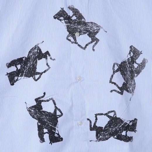 SDSA男装2026新款高贵轻奢潮牌骑马印花条纹短袖衬衫百搭宽松上衣 商品图2