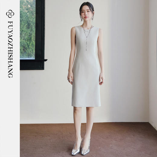 FUYAO扶摇直上 漫游松弛无袖连衣裙女通勤背心裙轻奢修身型旗袍裙 商品图3