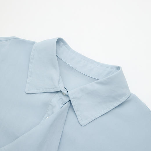 西遇法式气质慵懒风2026春季新款蓝色荷叶边长袖衬衫宽松显瘦衬衣H0060201 商品图5