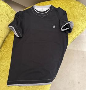 男款拼接短袖T恤he006