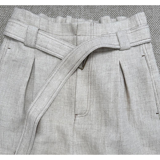 女爵士魅力 定纺60亚麻40棉混纺 高腰七分阔腿裤 抗皱挺括时髦款 商品图7