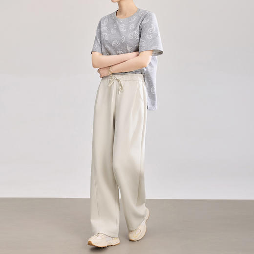 「高货wl」全新升级【铂金会员220/天猫299/差价79】(72440)洛诗琳凉感棉垂感系带直筒裤女2026新款高腰显瘦休闲长裤 商品图0