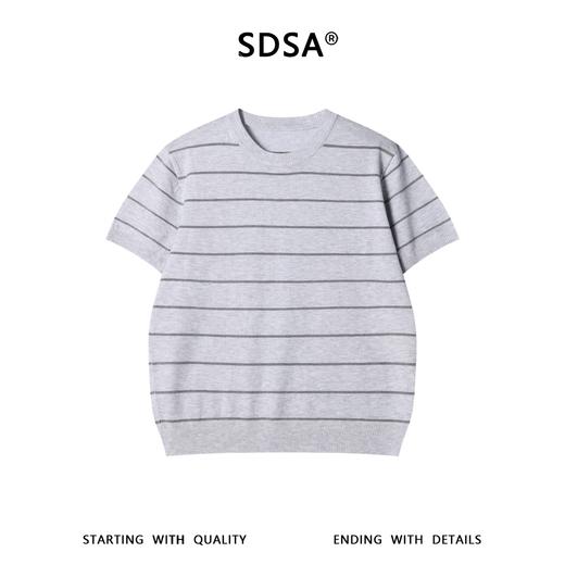 SDSA男装2026新款高贵轻奢韩版撞色条纹肌理短袖T恤百搭时尚上衣 商品图0
