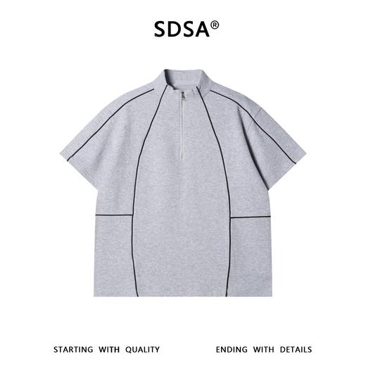 51014SDSA男装2026新款轻奢潮牌半拉链立领短袖T恤撞色明线设计百搭 商品图1