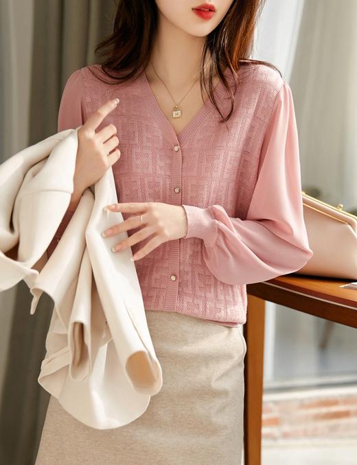 温婉轻风透气轻妩媚羊毛针织棉莱赛尔混纺针织衫 商品图0