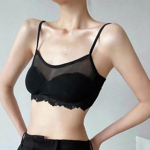 官网1950！LP同款镂空绣花薄款内衣女 网纱透气无钢圈大胸显小聚拢背心式文胸 商品图3
