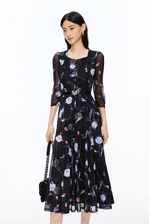 珂莱蒂尔koradior女装连衣裙寂夜玫瑰KF13049R7 商品图0