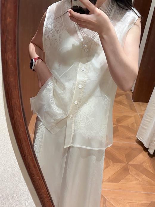 PIANAI冷小姐# 侧开叉拼蕾丝新中式醋酸半裙 商品图7