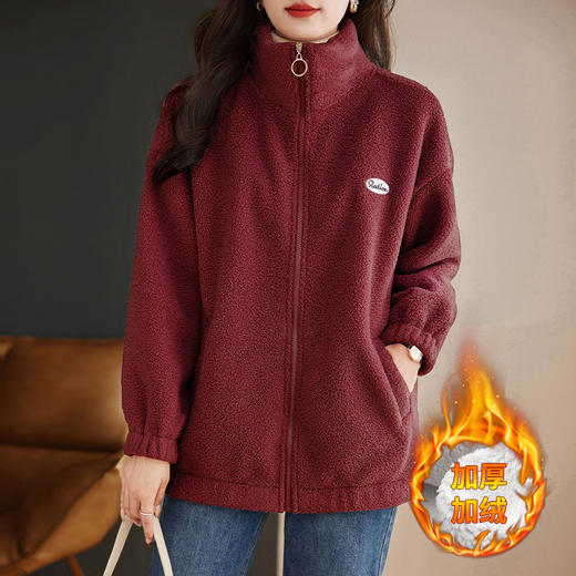 加绒加厚羊羔绒外套女冬季2025新款颗粒绒大码女士爆款摇粒绒上衣 商品图0