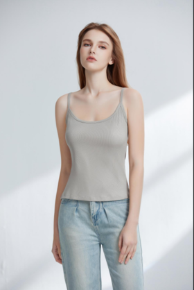 【新品】【秀黛】女基础罗纹吊带经典修身回弹不变形细肩带背心W2776002T【门店同款】