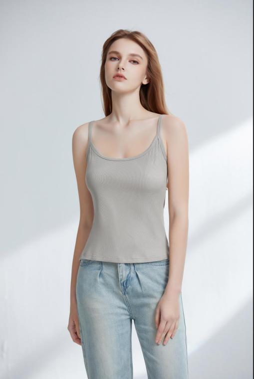 【新品】【秀黛】女基础罗纹吊带经典修身回弹不变形细肩带背心W2776002T【门店同款】 商品图0