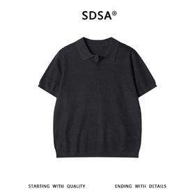 SDSA男装2026新款高贵轻奢老钱风撞色翻领短袖tT恤百搭时尚上衣