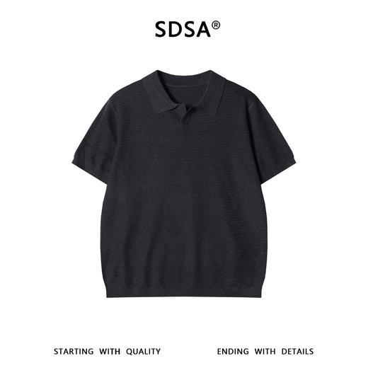 SDSA男装2026新款高贵轻奢老钱风撞色翻领短袖tT恤百搭时尚上衣 商品图0