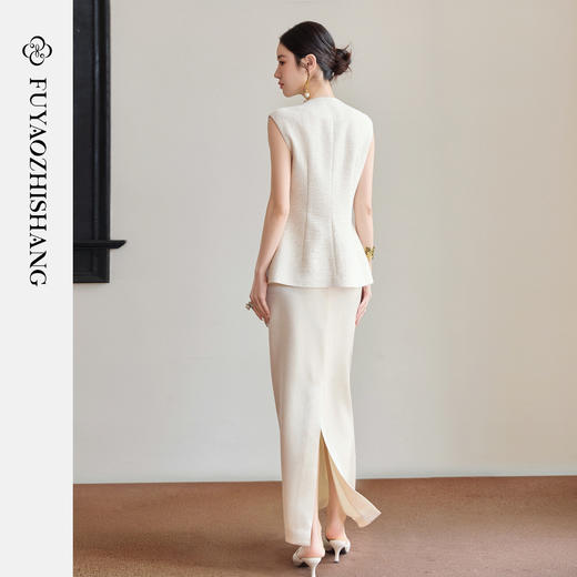 FUYAO扶摇直上 简约松弛马甲两件套轻奢小香风半身裙夏季优雅套装 商品图4
