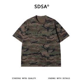 SDSA男装2026新款高贵轻奢美式迷彩刺绣字母圆领短袖T恤百搭时尚