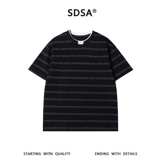 26622SDSA男装2026新款高贵轻奢韩版撞色细条纹肌理短袖T恤百搭时尚潮 商品图1