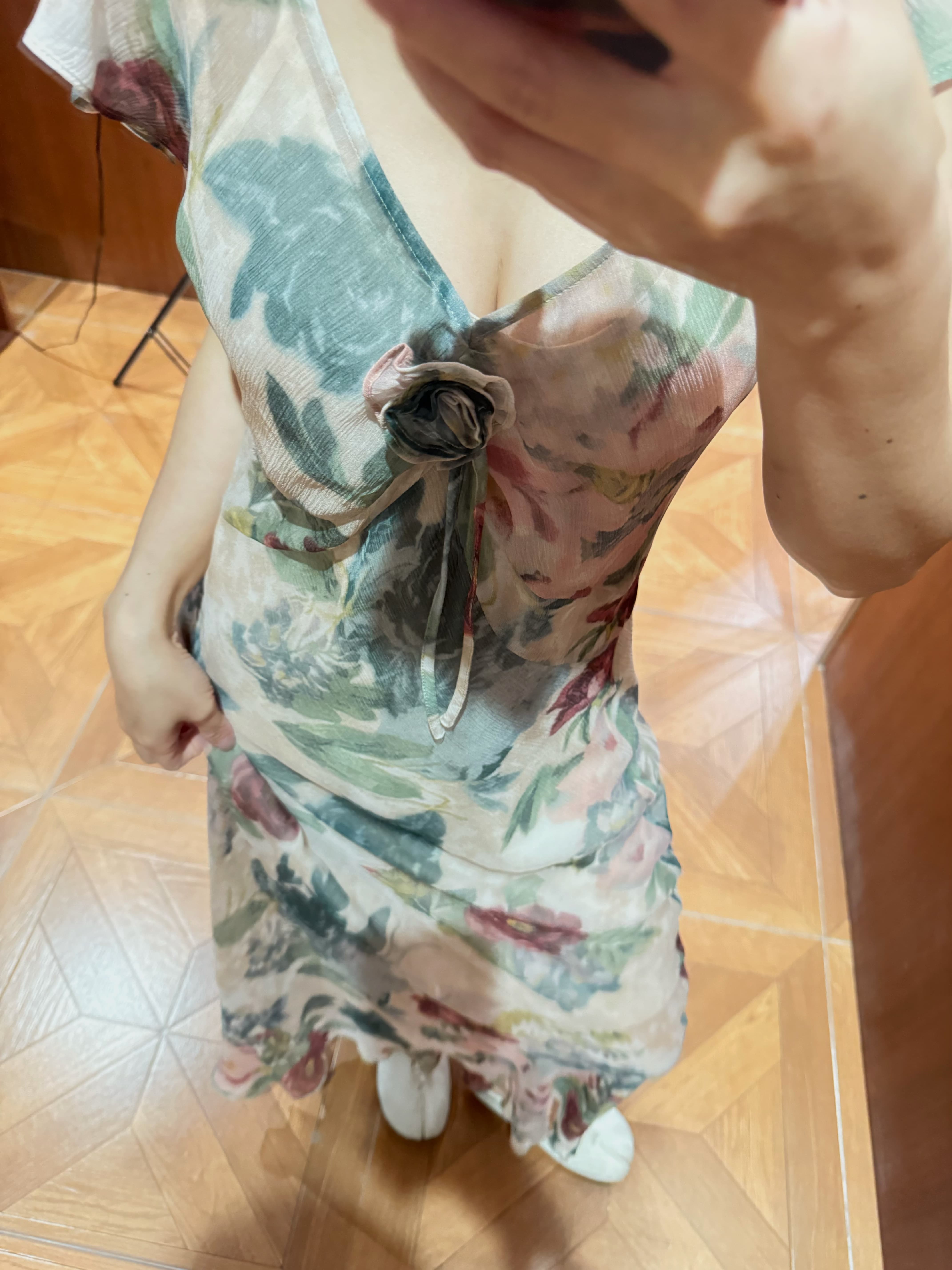 PIANAI冷小姐#  真丝玫瑰花修身连衣裙