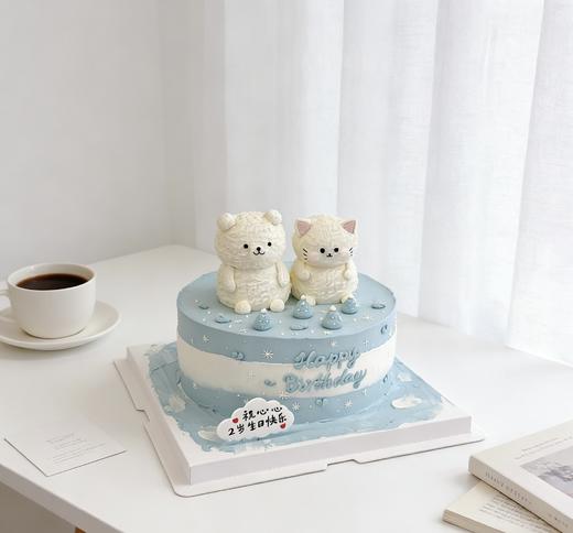 小白熊小猫咪喵星人小动物(可改)卡通蛋糕-低糖处理无添加 商品图1