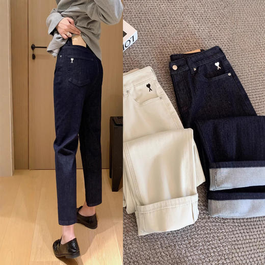 【春日蓝调】2026春新款爱心法棍裤！特调桦木白四面弹酵素洗直筒牛仔裤！ 商品图4