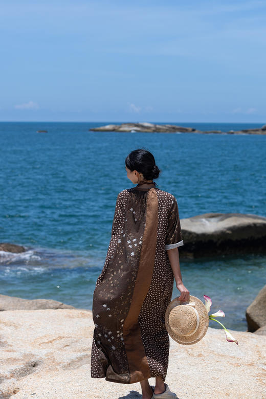 牧衣游原创 30支新疆长绒棉印花连衣裙新款文艺宽松碎花长裙 野格 商品图5