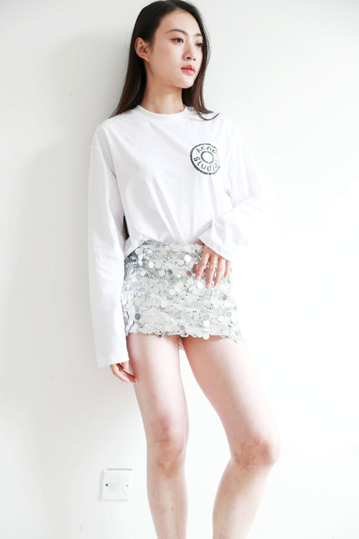 胸口字母长袖tee，水洗做旧工艺。美式复古基础套头式上衣E032168 商品图11