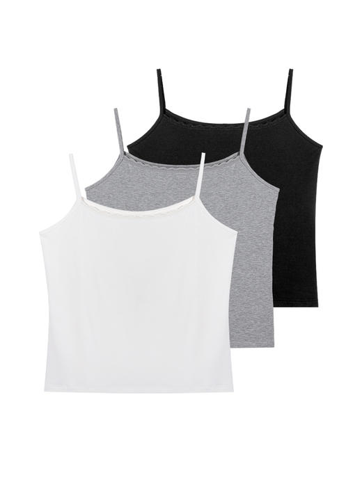 【新品】【秀黛】女时尚罗纹大版吊带手感顺滑领口蕾丝细吊带显优雅女士夏季背心W2776003T【门店同款】 商品图2