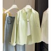 2026春季新款奶黄色棉质长袖衬衫！女款宽松百搭通勤防晒翻领衬上衣！ 商品缩略图0