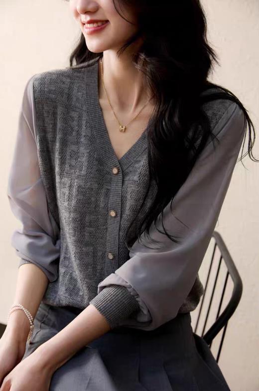 温婉轻风透气轻妩媚羊毛针织棉莱赛尔混纺针织衫 商品图2