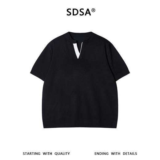 M187SDSA男装2026新款高贵轻奢韩版百搭撞色V领短袖T恤简约休闲上衣 商品图4