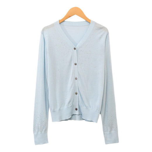 「自」全新升级【铂金会员293/天猫399/差价106】(81355)洛诗琳重工烫钻V领开衫2026春季纯色简约百搭显瘦针织小外套 商品图4