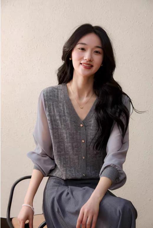 温婉轻风透气轻妩媚羊毛针织棉莱赛尔混纺针织衫 商品图4