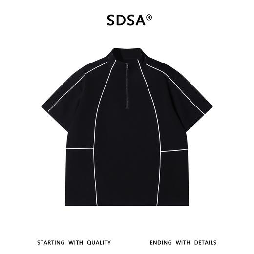 51014SDSA男装2026新款轻奢潮牌半拉链立领短袖T恤撞色明线设计百搭 商品图1