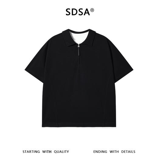 26612SDSA男装2026新款高贵轻奢潮牌简约假两件半拉链翻领短袖T恤百搭 商品图1