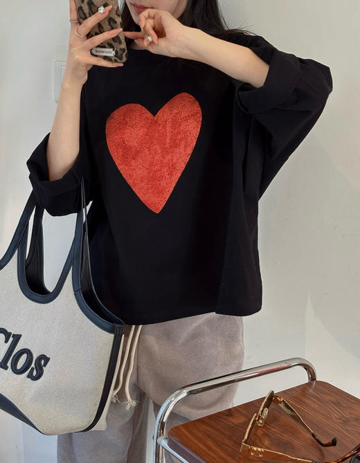 出口韩国订单晕染爱心T恤 商品图2