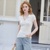 西遇淑女风法式2026春季新款简约POLO领女修身短袖T恤时尚上衣H0060193 商品缩略图2