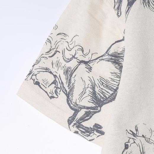 635SDSA男装2026新款高贵轻奢国潮骏马素描满印短袖T恤百搭时尚上衣 商品图5