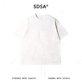SDSA男装2026新款高贵轻奢潮牌简约缝线流苏圆领短袖T恤百搭宽松