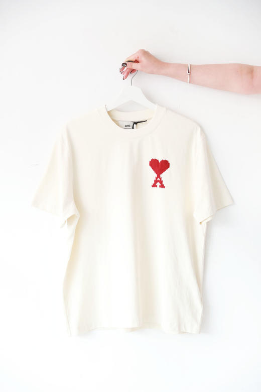 手编刺绣tee，阔版宽松设计。港风情侣款圆领纯棉半袖t恤E032158 商品图4