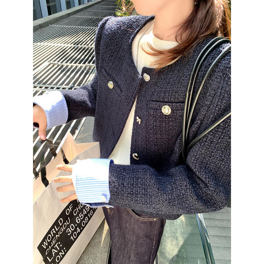 <曾小咸推荐>3.23现货秒杀 ！微信超特价！拼接小香风正肩外套 日常289.99 立减150 秒杀139.99！！ 商品图2