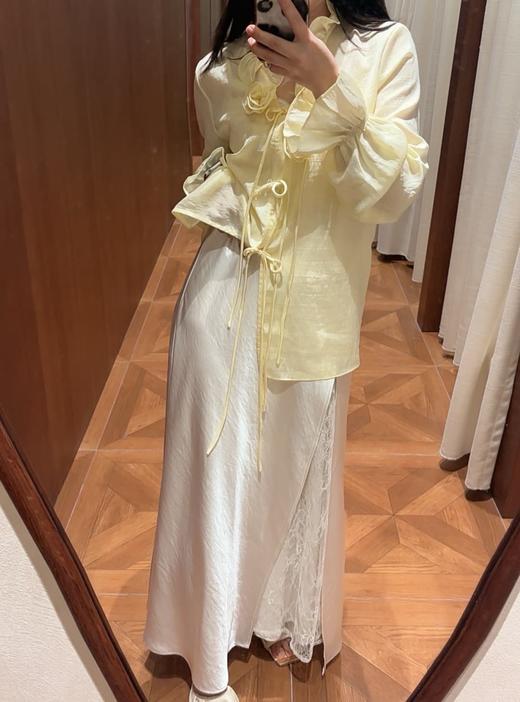 PIANAI冷小姐# 侧开叉拼蕾丝新中式醋酸半裙 商品图2