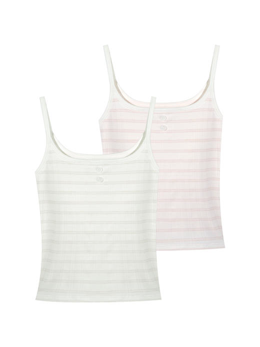 【满2件/99元】【秀黛】少女条纹吊带粘纤棉混纺可拆卸杯垫承托贴合条纹俏皮吊带背心W2776005T【门店同款】 商品图2