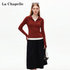 天猫同步【复古明艳港风】拉夏贝尔/La Chapelle连帽半拉链撞色拼接假两件针织衫修身显瘦打底衫内外搭 商品缩略图3
