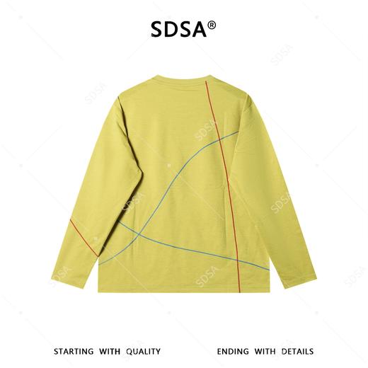 SDSA男装2026新款高贵轻奢韩版简约撞色缝线圆领长袖T恤百搭宽松 商品图4