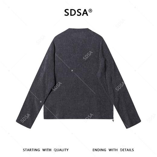 SDSA男装2026新款轻奢纯色褶皱亨利领长袖T恤下摆松紧设计百搭 商品图4