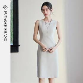 FUYAO扶摇直上 漫游松弛无袖连衣裙女通勤背心裙轻奢修身型旗袍裙