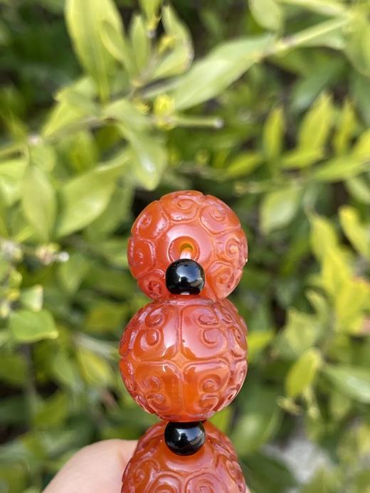 艳红玛瑙勾云纹大珠手链，顺丰包邮 商品图7