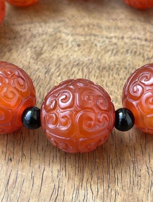 艳红玛瑙勾云纹大珠手链，顺丰包邮 商品图10