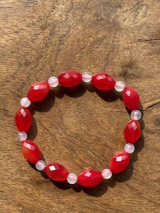 红玛瑙菱格面橄榄珠首饰三件套组，顺丰包邮 商品图3